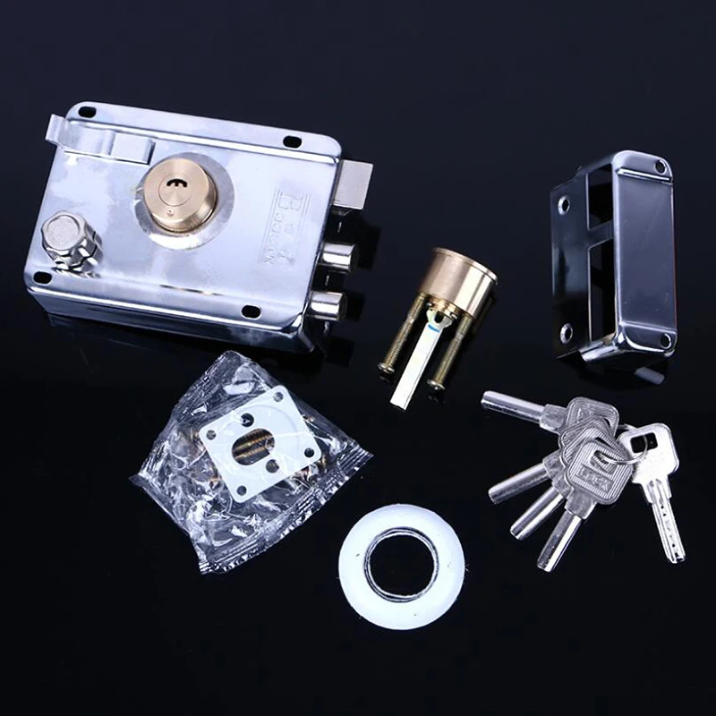 

Exterior Iron Door Locks Security Anti-theft Lock Multiple Insurance Lock Wood Gate Lock For Furniture Hardware