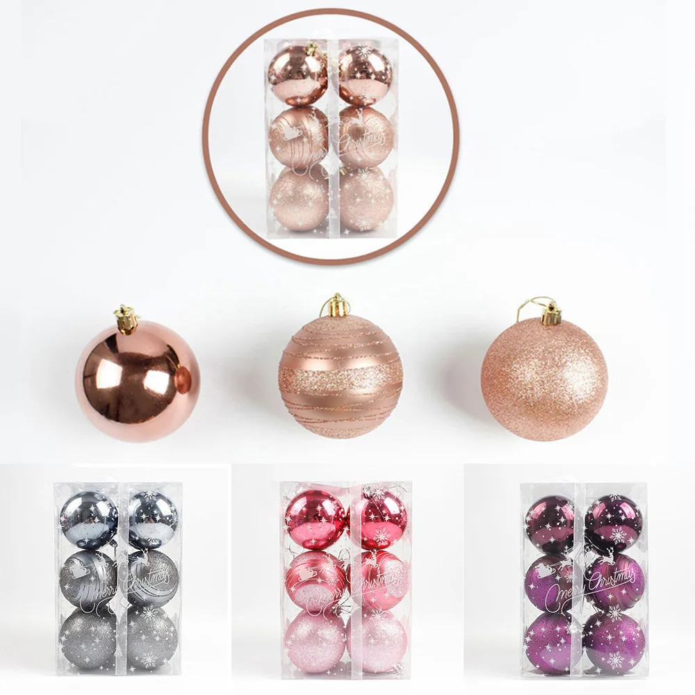 12pcs 8cm New Year Christmas Tree Ball Baubles Hanging Ornament Xmas Home Wedding Decoration Festive Supply Ornament