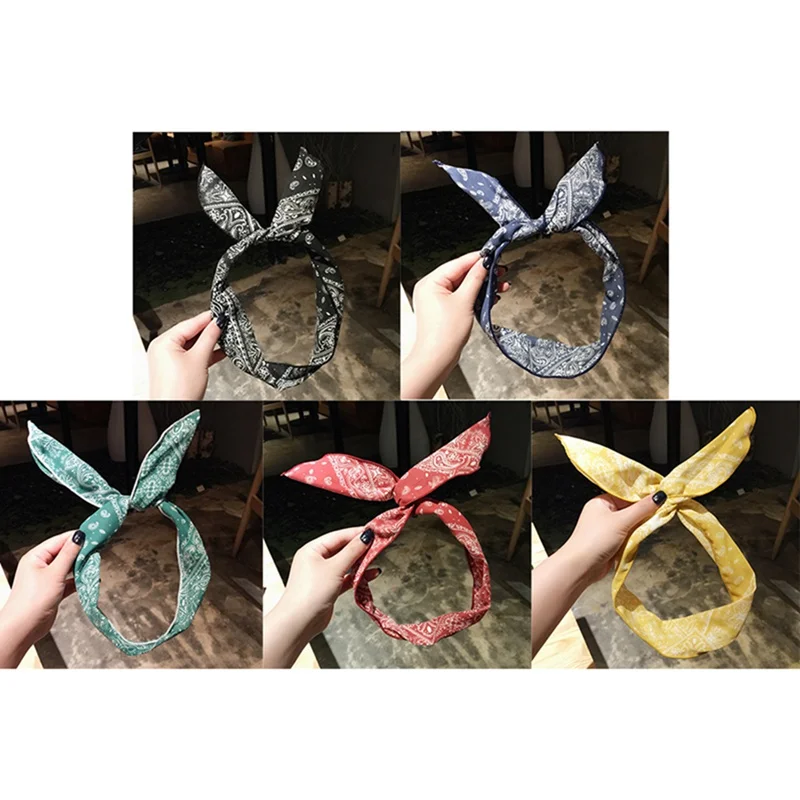 Cashew Flowers Printed Elastic Hair Bands Headbands For Women Sports Yoga Bandana Turban Headwear Hair Accessories Wire Hairband