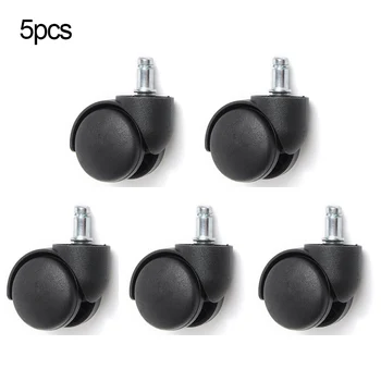 

5 Pcs 2 Inch Stem Universal Mute Black Caster Nylon Wheel Office Chair Swivel Rollers 360 Dgree Rotatable Home Furniture Casters