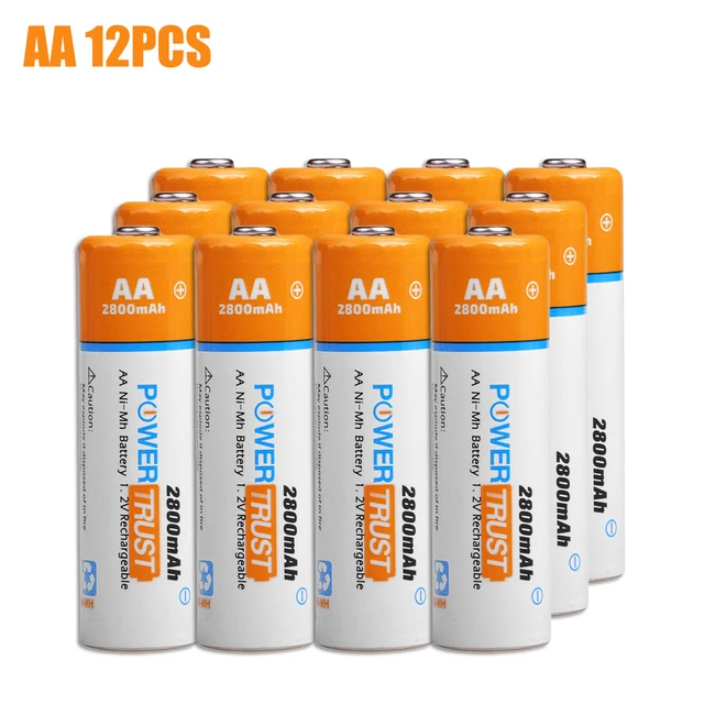 PowerTrust 8 Packs 1100mAh 1.2V AAA Ni-MH Rechargeable Battery for AA AAA Batteries (Case Included) 12Pcs AA