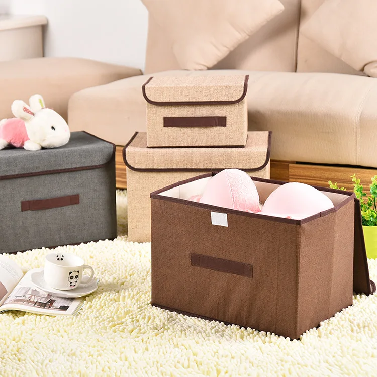 

New Style Fashion Linen-like Storage Box Two-Piece Set Folding Storage Box Two-Piece Set