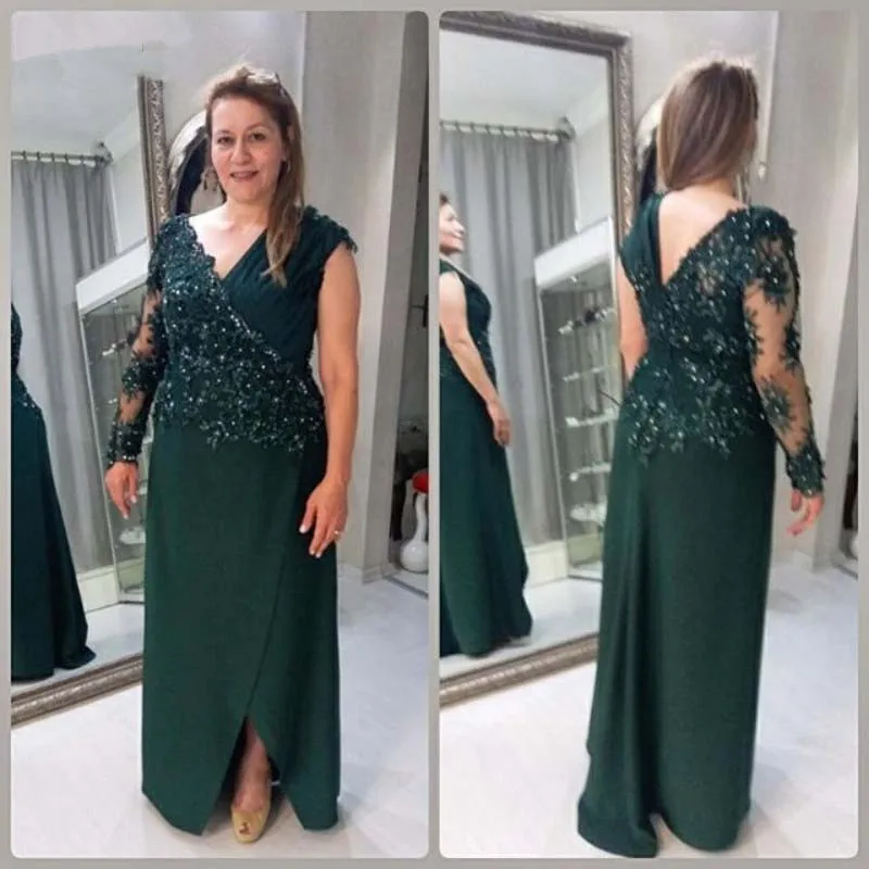 Plus Size Mother Of The Bride Dresses A-line V-neck Chiffon Appliques Beaded Long Groom For Weddings | Свадьбы и торжества