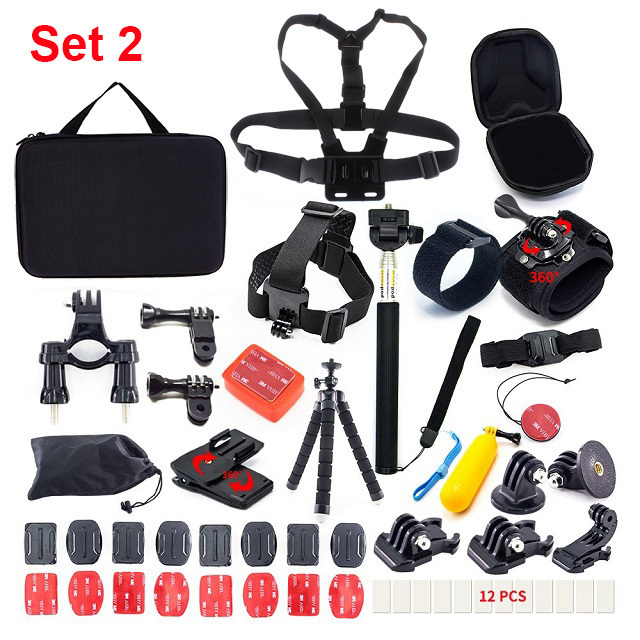 for Gopro Accessories Set for go pro hero 7 black 6 5 kit 3 way selfie stick for Eken h9r H8R / for xiaomi yi EVA case