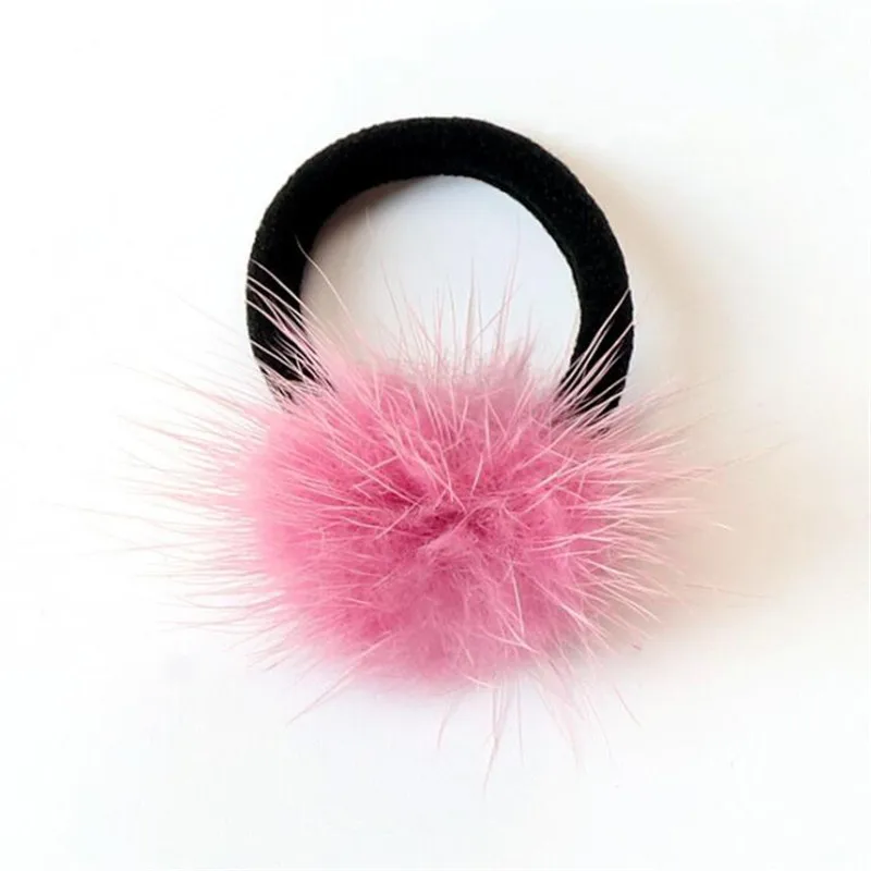 Baby Girl Fashion Gum Pompon Elastic Hair Bands Ball Pink Scrunchy Children Lovely Kids Rubber Headbands Hair Accessories