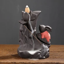 Ароматическая горелка с обратным потоком, креативный керамический нефритовый кролик, летающий на луну, ароматерапевтическая горелка, подставка для благовоний, домашний декор