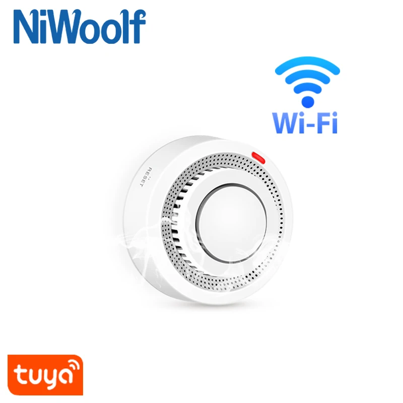 Detector de humo Wifi Smart Life, Sensor de alarma para seguridad del hogar, Tuya, APP TuyaSmart