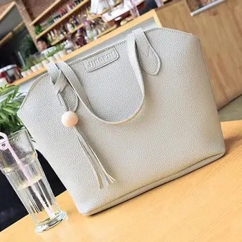 

2020 Lady Crossbody Bag Shoulder Bag Clutch 3Pcs/Set Tassel Bead Faux Leather Handbag