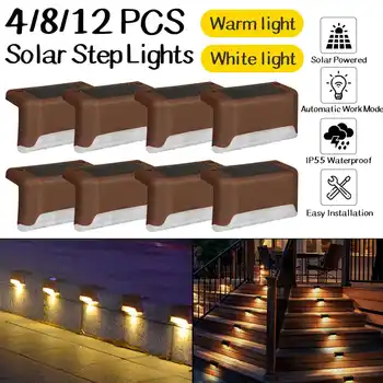 

4/8/12PCS LED Solar Deck Light Solar Step Light Outdoor IP55 Waterproof Wireless Fence Lamp For Patio Stairs Garden Pathway Yard