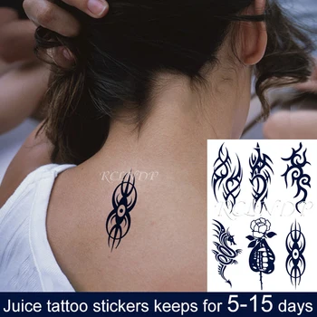 

Waterproof Temporary Juice ink Tattoo Sticker Flower Dragon Sexy Lips Eye Totem Fruit Gel Long lasting tatto Art for Men Women