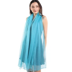 Ladies Chiffon Scarf Women Solid Color Blue Large Size Rayon Spring Autumn Summer Shawl Trendy Womens Fashion Scarves