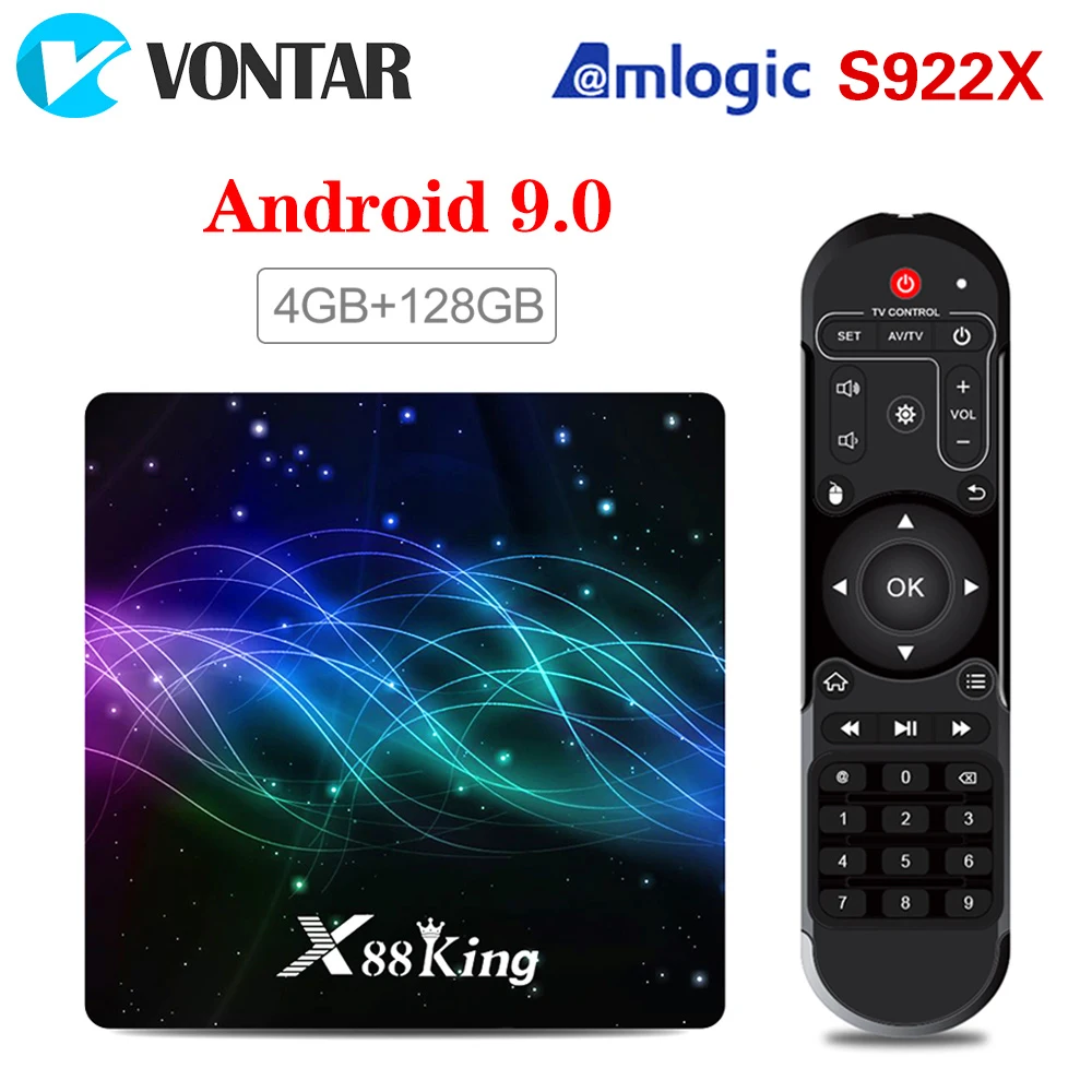X88 King 4 ГБ 128 Amlogic S922X ТВ приставка Android 9 0 двойной Wifi BT5.0 1000M 4K 60fps USB3.0 Google Play Youtube