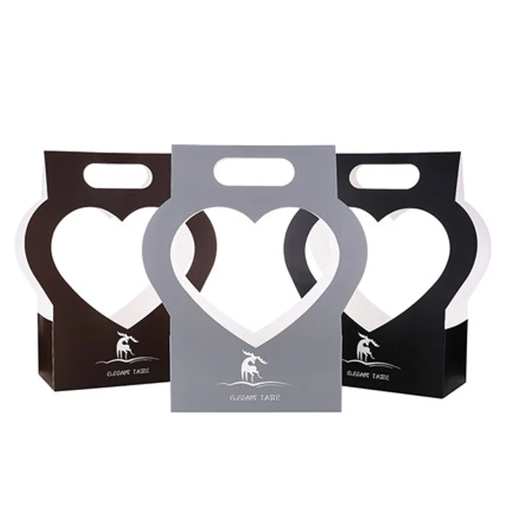 

BBC Heart Shape Flower Arrangement Handled Paper Box Florist Packaging, 5 Counts, 14x11.8x5 Inch