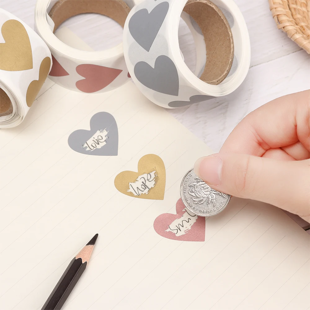 Наклейки с царапинами в форме сердца Серебристые/золотистые/розовые золотистые