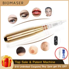 Biomaser E003 Перманентный макияж машина Ручка Комплект для бровей татуировки ручка с устройство для контроля скорости+ 1 картриджи иглы