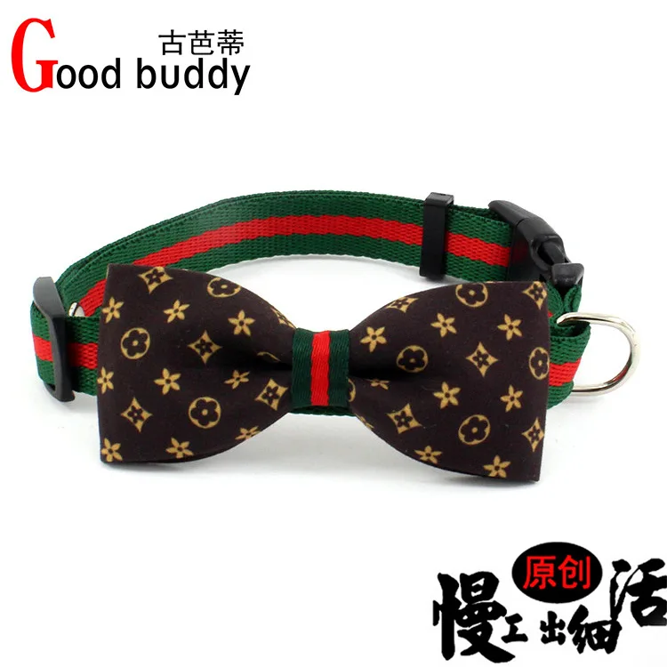 

Classic Big Brand Pet Collar Removable Presbyopia Bow Cat bo dai Fabric Dog Necklace Nylon Tow Rope
