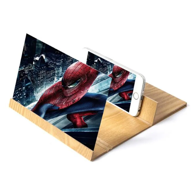 Stereoscopic Amplifying 12 Inch Desktop Wood Bracket Phone Video Screen Magnifier Amplifier Phone Holder Storage Dropshipping