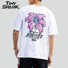 Для мужчин с длинными рукавами и цветочным узором на футболки в стиле Харадзюку, с цветочным рисунком Футболка с принтом в стиле «хип-хоп» Повседневное короткий рукав футболки Для мужчин Футболки хлопковая уличная одежда