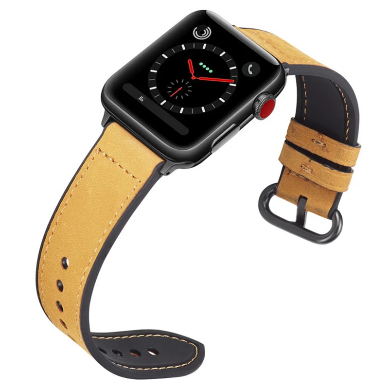 Подходит для iWatch полосы 42 мм 44 мм pulseira для apple watch серии 5 4 3 ремешок 40 мм 38 мм correas наручные кожаный ремень - Цвет ремешка: light brown