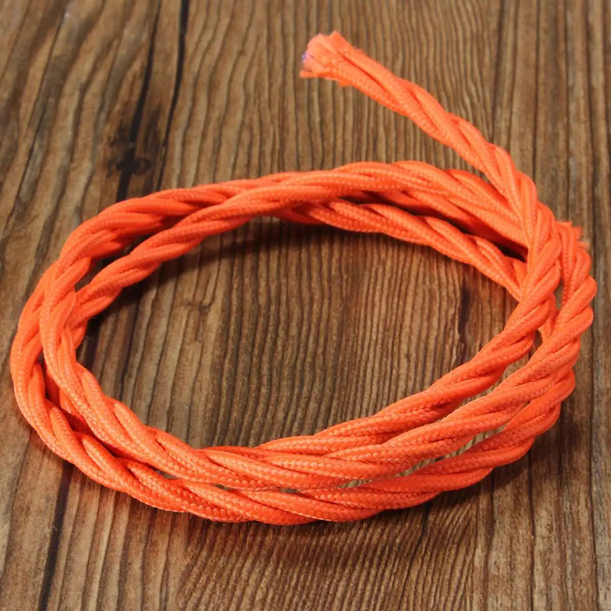 1 м винтажная цветная плетеная ткань гибкий кабель провод шнур электрическая лампа 3 ядра 0,75 см DIY светильники на тросах аксессуары - Цвет: Оранжевый