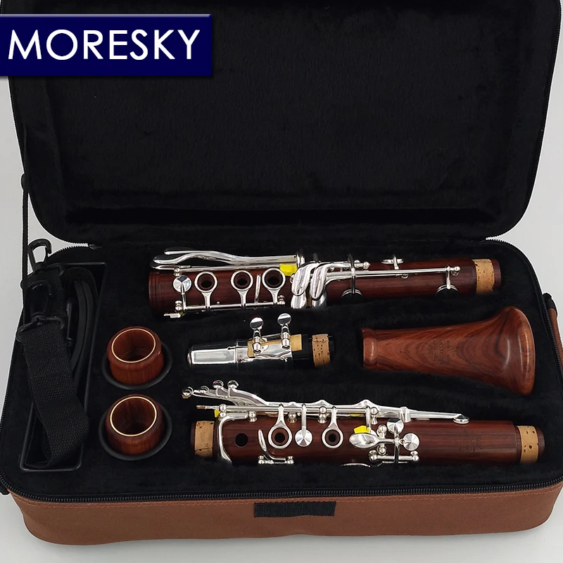 MORESKY красное дерево Профессиональный кларнет Bb из палисандра серебряные ключи