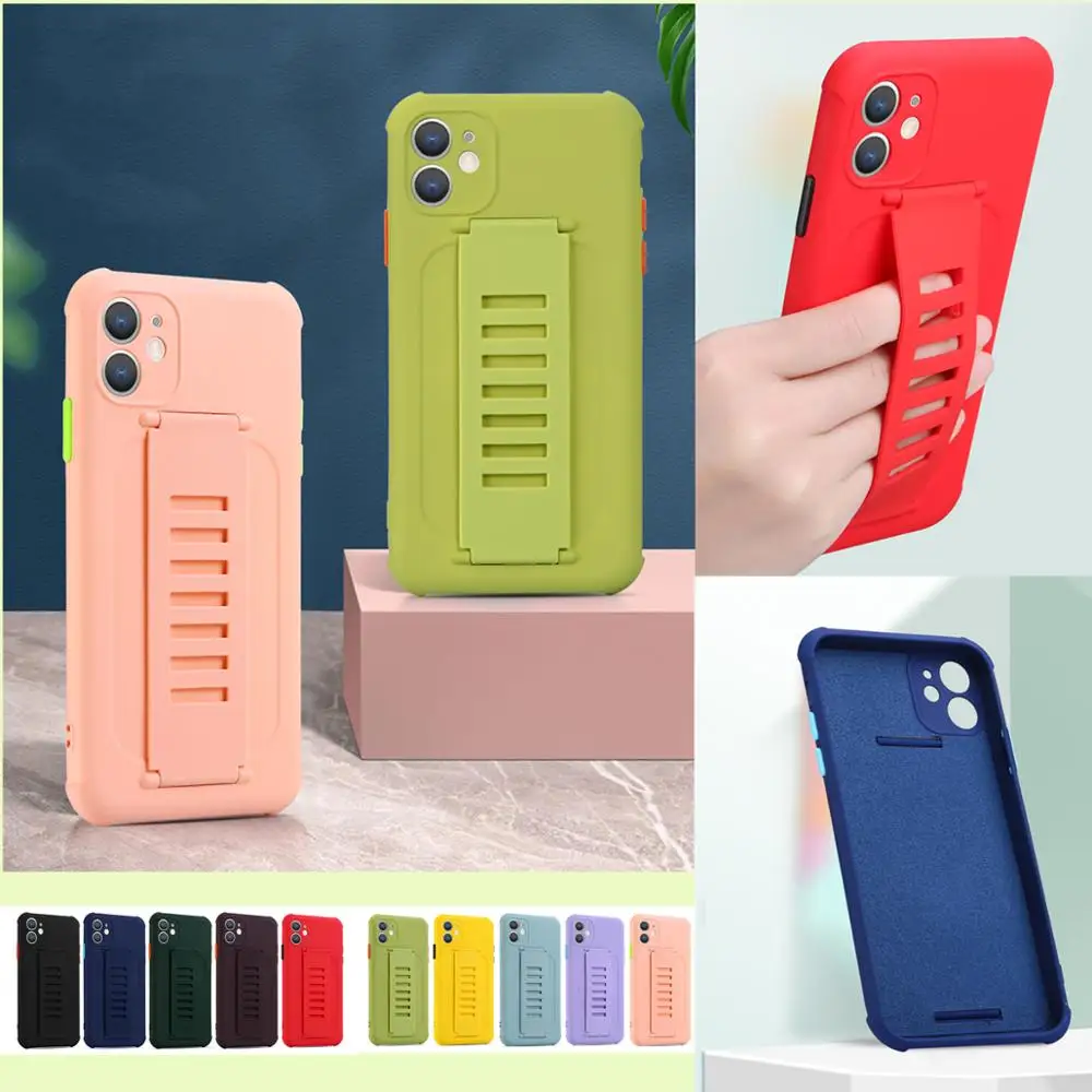 

Hand Strap Cover for iPhone 11 pro max Case for X XR Xs max 8 plus cute Soft Silicone Coque for iphone 12 mini pro max case
