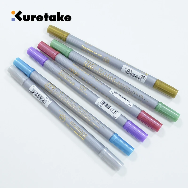 Zig Kuretake Writer Gold Silver Metallic Markers Calligraphy Pens Ms