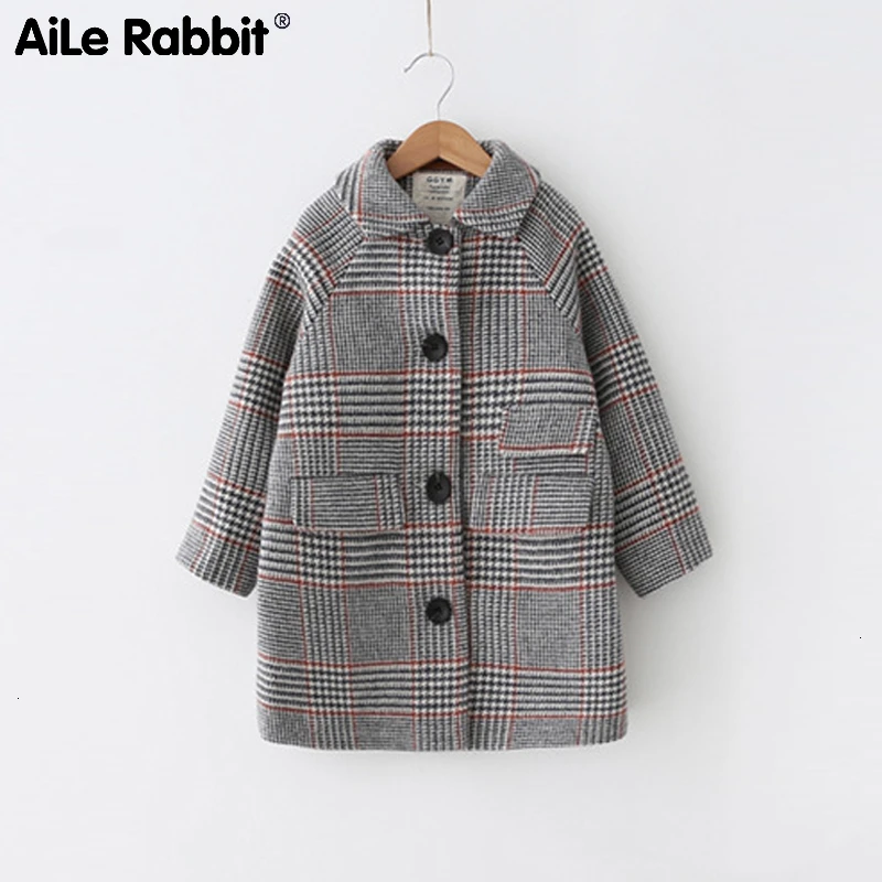 

2019 Autumn And Winter Coat Girls Fashion Clothes Jacket Children's Plaid Long Sleeve Cotton Jacket For The Elegant Girl k1