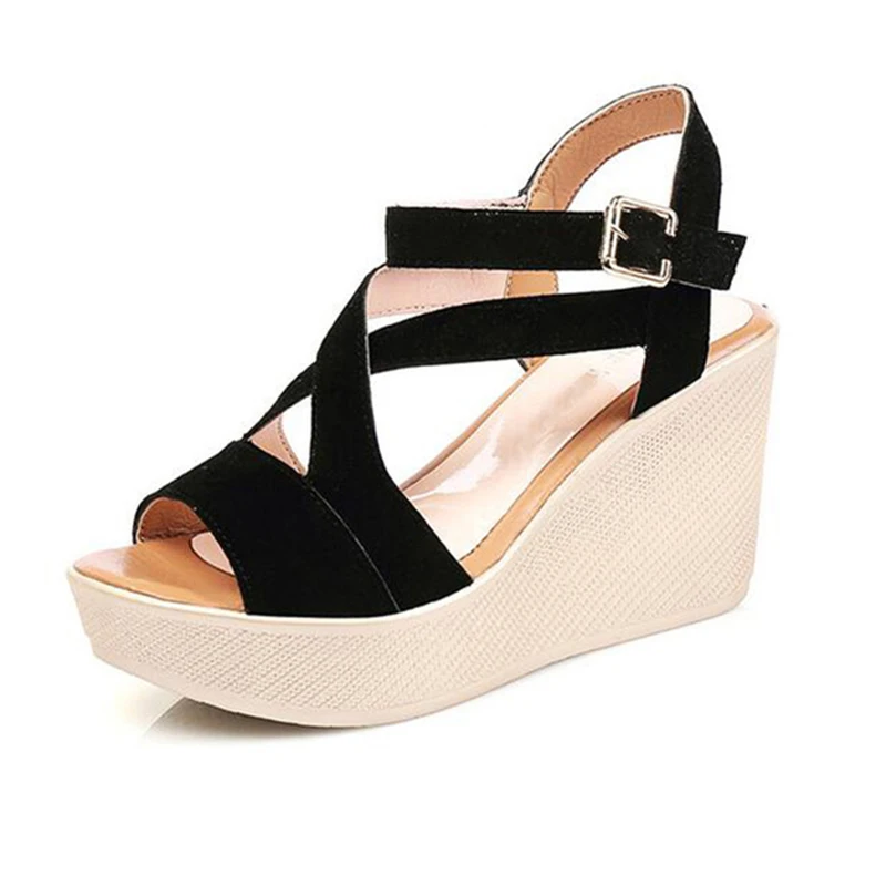 

QSR women Sandals 2019 summer wedge High heels Sponge bottom of the thick Waterproof platform student women's shoes