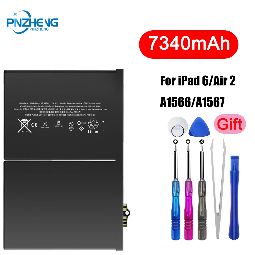 Аккумулятор для планшета PINZHENG iPad 6 Air 2 7340 мАч сменные батареи A1566 A1567 0 циклов