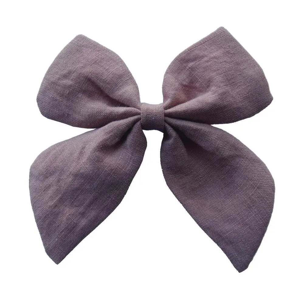 36 шт./лот новорожденных однотонной хлопковой ткани банты с заколками, Handtied с бантом для маленьких девочек, DIY аксессуары для волос Детские повязка на голову