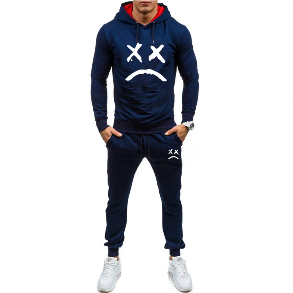 

2020 Men Fashion Long Sleeve Hoodies+Pants Set Male Tracksuit Sport Suit Men's Gyms Set Casual Sportswear Suit