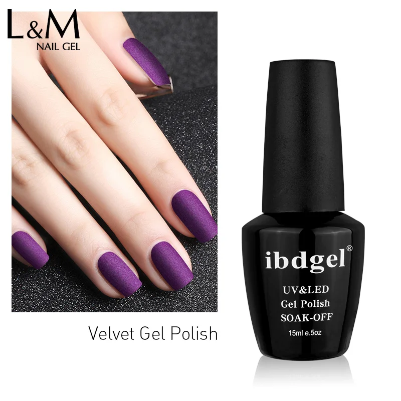 ibdgel black bottle Get 12 pcs Matte Effect Gel Nail New Brand Soak Off Uv Color Velvet Polish For Art long-last | Красота и здоровье