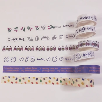 

Kawaii Korean INS Hand Draw Tulip Rabbit Masking Washi Tape DIY Scrapbooking Diary Decoration Stationery Adhesive Tape