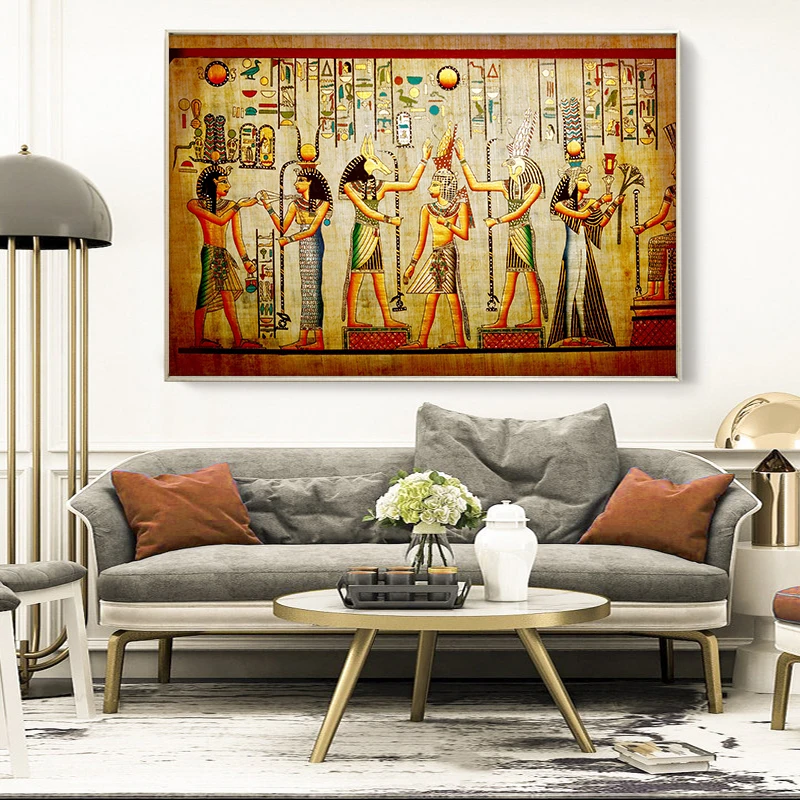  Ancient Egyptian Mural Abstract Painting Printed on Canvas