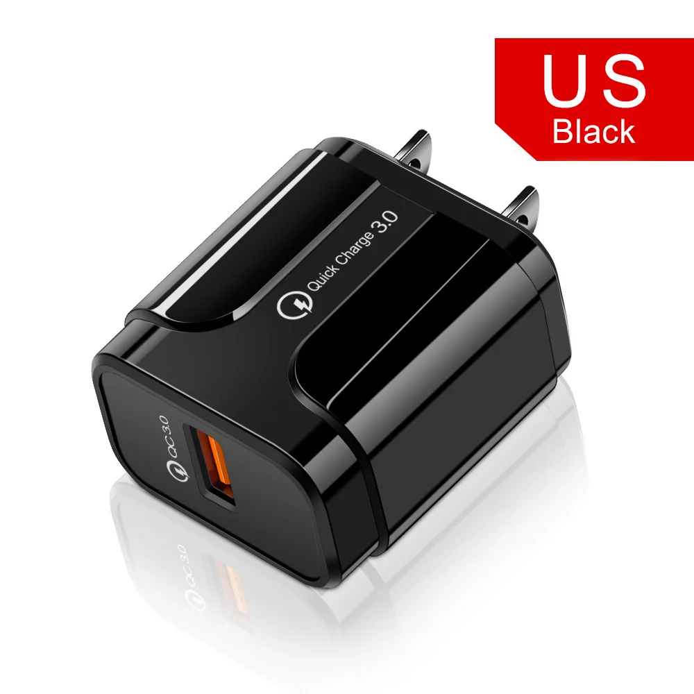 Black US plug Олаф Quick Charge 3,0 USB зарядное устройство QC3.0 QC Быстрая зарядка EU/US переходник настенное зарядное устройство для мобильного телефона для iPhone samsung Xiaomi - Тип штекера: Black US plug