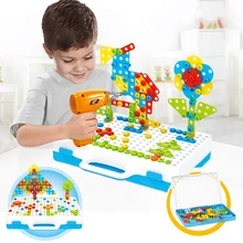 Детские DIY сверла Обучающие игрушки винт гайка головоломка собранные блоки наборы мозаика дизайн строительные игрушки детский инструмент Винт Гайка комплект