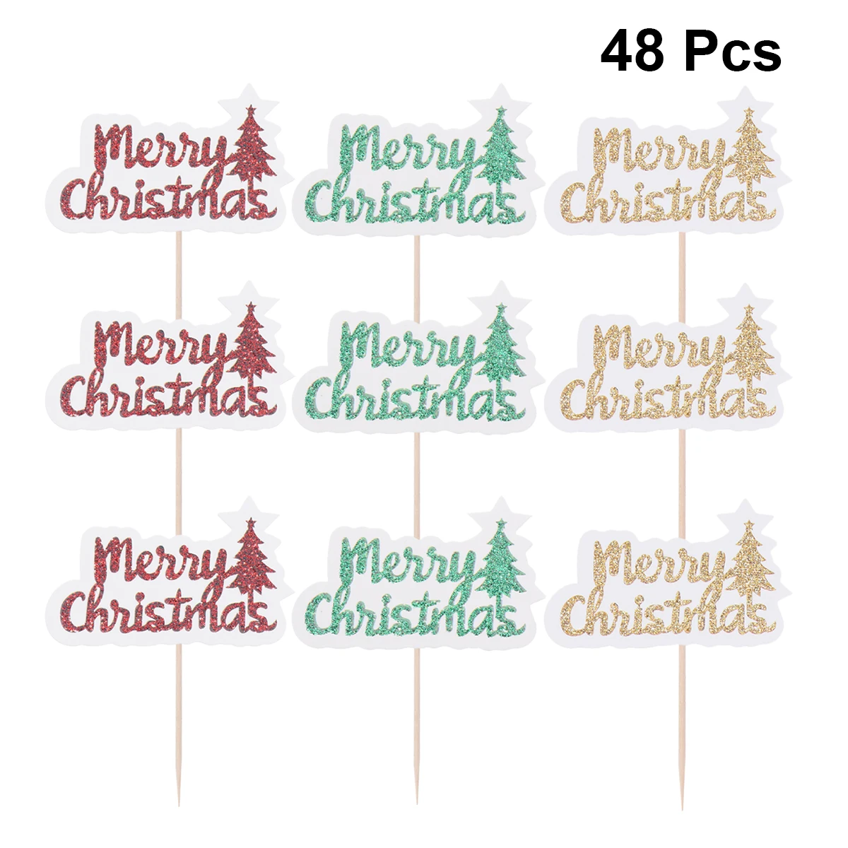 as shown Fashion Cake Toppers Merry Christmas Unique Charming Cake Picks Fruit Picks Dessert Toppers for Christmas Banquet Xmas Party - Цвет: as shown
