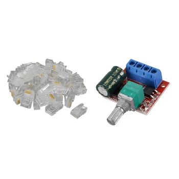 

50 PCS RJ45 CAT5 Crystal Network Modular Connector Plug & 1 Pcs DC5-35V 5A PWM DC Motor Speed Controller