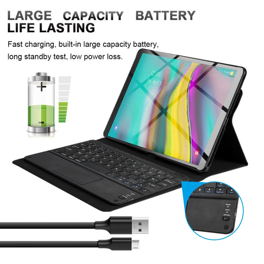 For Samsung Galaxy Tab S5e 10.5 Tablet Magnetic And Detachable Touch Bluetooth Keyboard Protective Cover With Leather Case