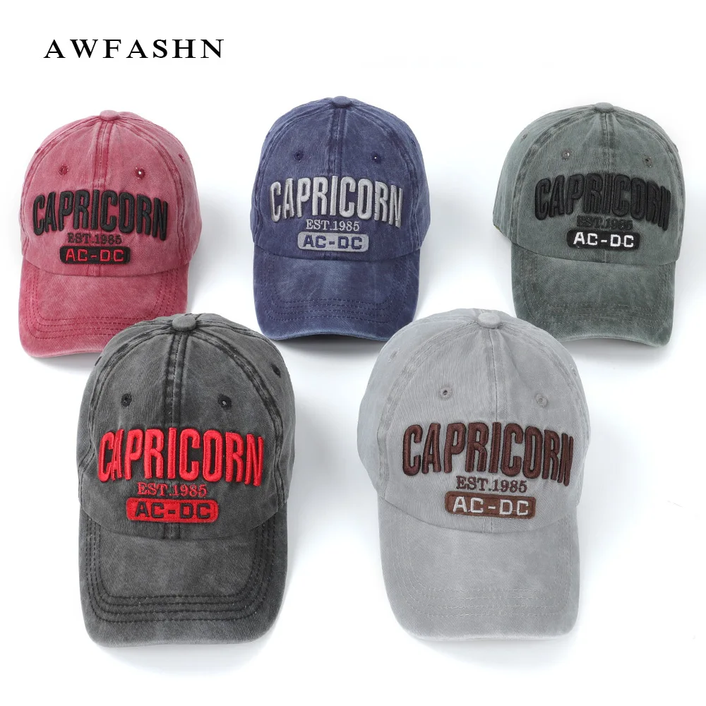 N-A Black Baseball Hats for Men Dad Caps with Embroidery Adjustable Hat Capricorn est 1985