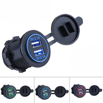 

12V-24V Digital Display Auto Motorcycle Charger RV 4.2A Dual USB Car Charger For Phone iPad Tablets Waterproof Auto Charger