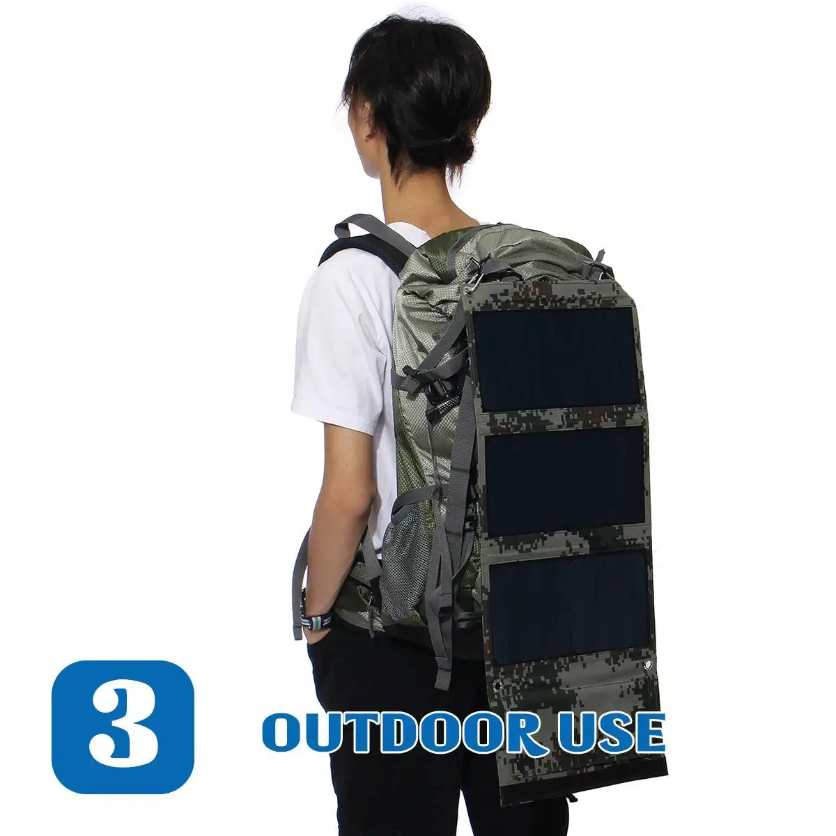 Tanie Nowy projekt 40W 5V składany kamuflaż ogniwa słoneczne Sunpower panel słoneczny Bank Pack Dual USB wodoodporna dla plecak Camping piesze wycieczki