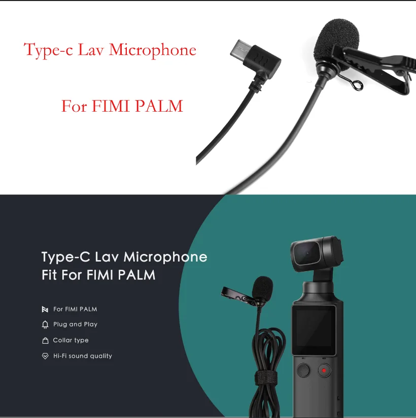 Taoric 1.5 M Type-C Lavalier Microphone for FIMI Palm