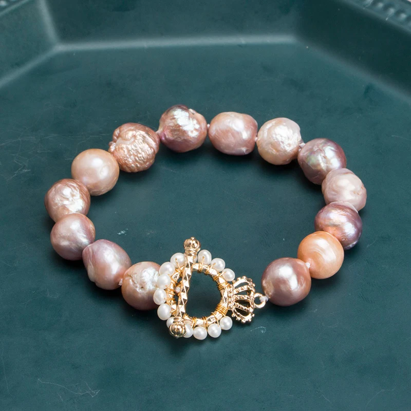 Sinya натуральный барочный пресноводный жемчуг браслеты Разноцветный жемчуг мода дизайн лучший подарок для мамы женщины любовник - Цвет камня: Многоцветный