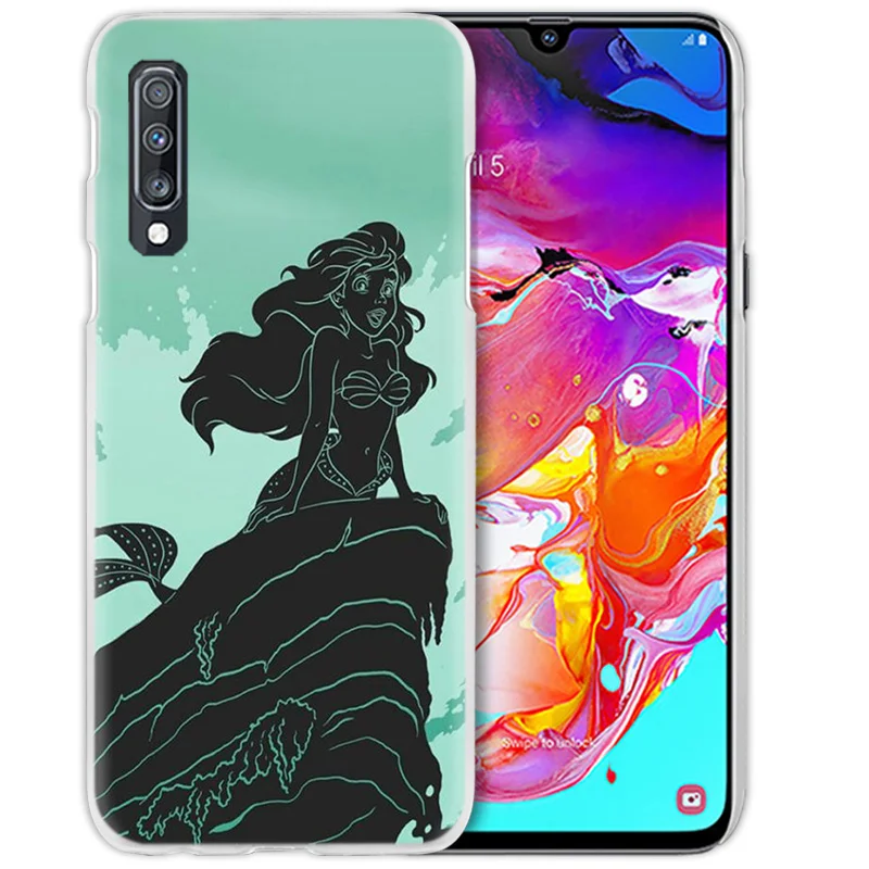 С героями мультфильмов, с рисунком «маленькая русалочка» чехол для samsung Galaxy A50 A70 A20e A80 A60 A40 A30 A20 A10 A8 A6 плюс A9 A7 жесткий чехол для телефона с рисунком в виде Coque