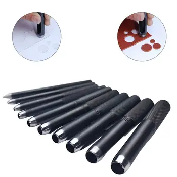 

1mm-10mm Size Leather Craft Hole Punch Tool, Thick Steel Craft Round Belt Paper Canvas Clothes Punching DIY Leathercraft Puncher