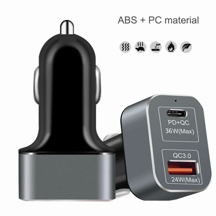60 Вт QC PD 3,0 Автомобильное зарядное устройство адаптер двойной порт usb type C Быстрая зарядка для универсальных телефонов новое поступление