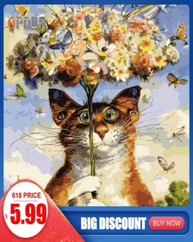 

OPDBN Wall Art Canvas Painting by Number Posters Handpainted Oil Painting Picture for Living Room Home Decor No Frame