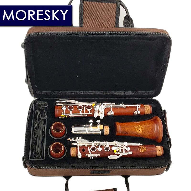 Профессиональный кларнет MORESKY из красного дерева Bb серебряные ключи розового Sib